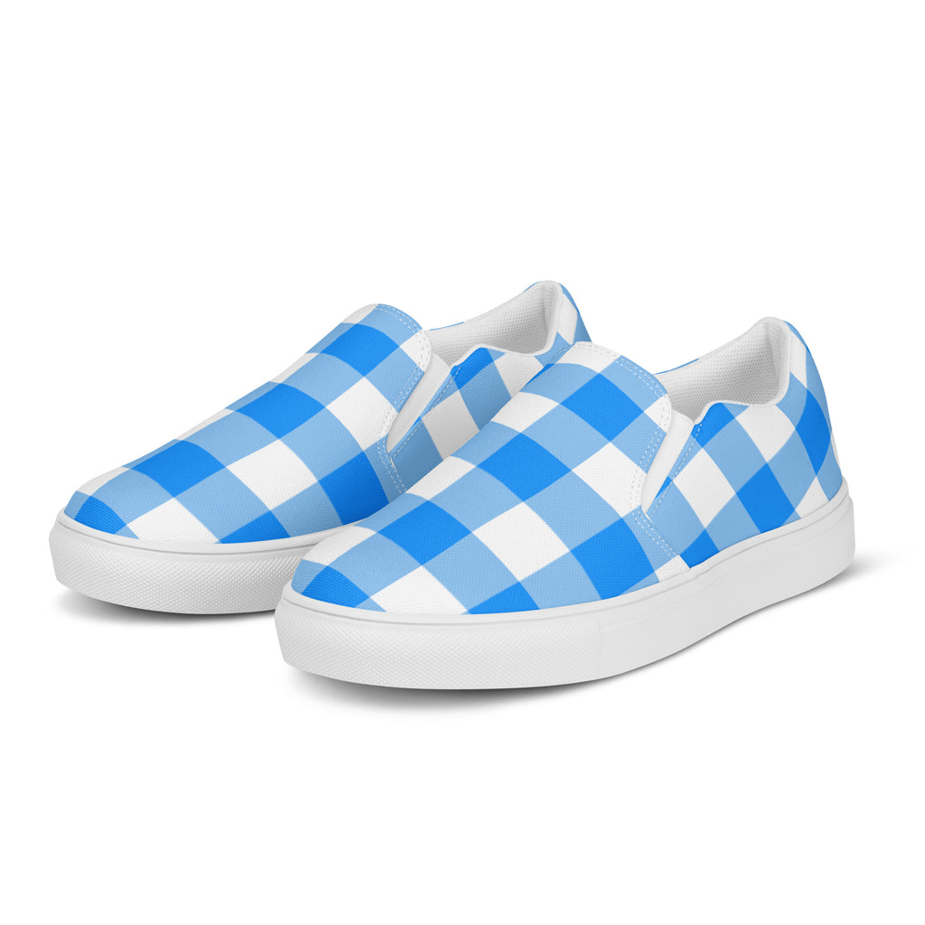 Beyond Blue Gingham Women’s Canvas Slip-On Flat Deck Shoe