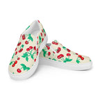 Antique Ivory Cherry Girl Women's Canvas Slip-On Flat Deck Shoes