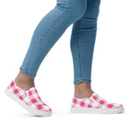 Everything Nice Pink Gingham Women’s Canvas Slip-On Flat Deck Shoes