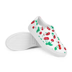 White Chocolate Cherry Print Women’s Canvas Slip-On Deck Shoes
