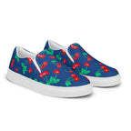 Dark Blue Cherry Girl Cherry Print Women’s Canvas Slip-On Deck Shoes