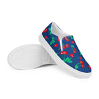 Dark Blue Cherry Girl Cherry Print Women’s Canvas Slip-On Deck Shoes